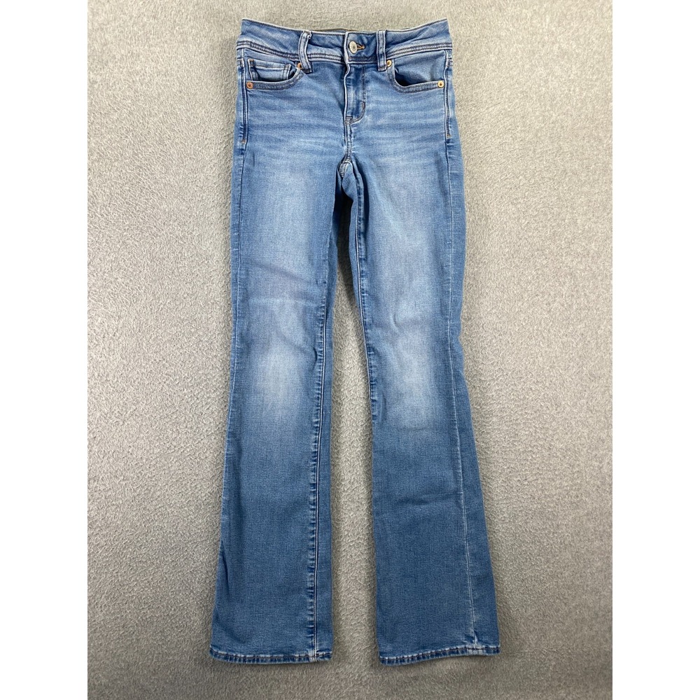 American Eagle Kick Boot Jeans Women's 00 Blue Stretch Light Wash Denim 25x31.5